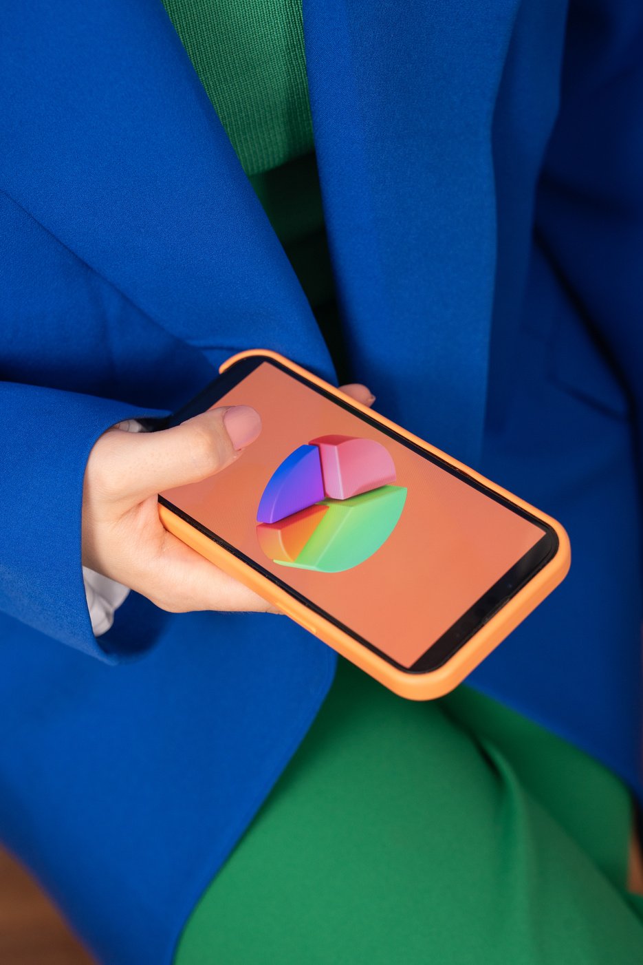 Playful Finance Still Life Pie Chart on Smartphone Screen